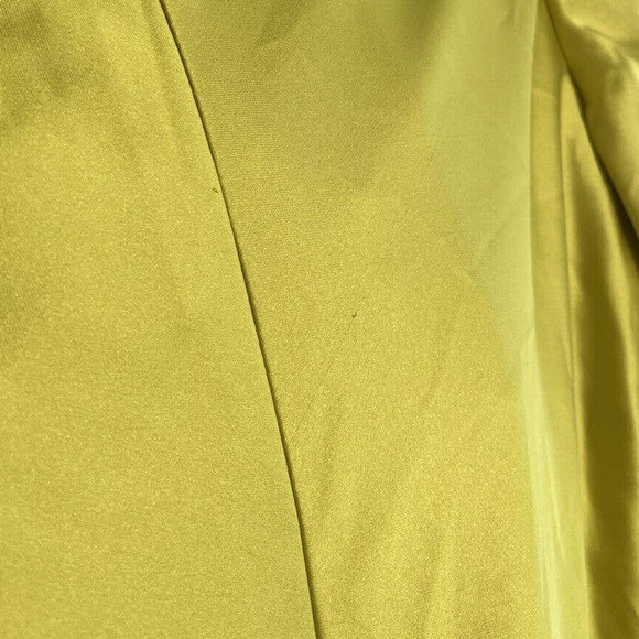 New never used Ieena Mac Duggal Chartreuse Satin Long Blouson Slv Gown s… - Picture 14 of 16